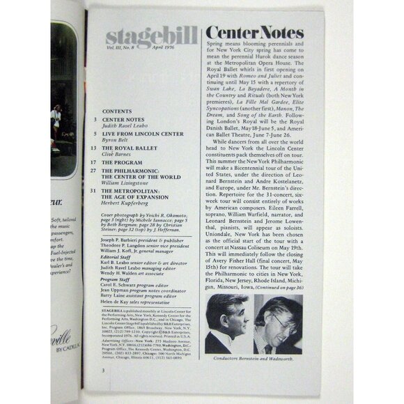 Metropolitan Opera Stagebill 1996 Lincoln Center Royal Ballet Swan Lake Musty - Picture 3 of 7